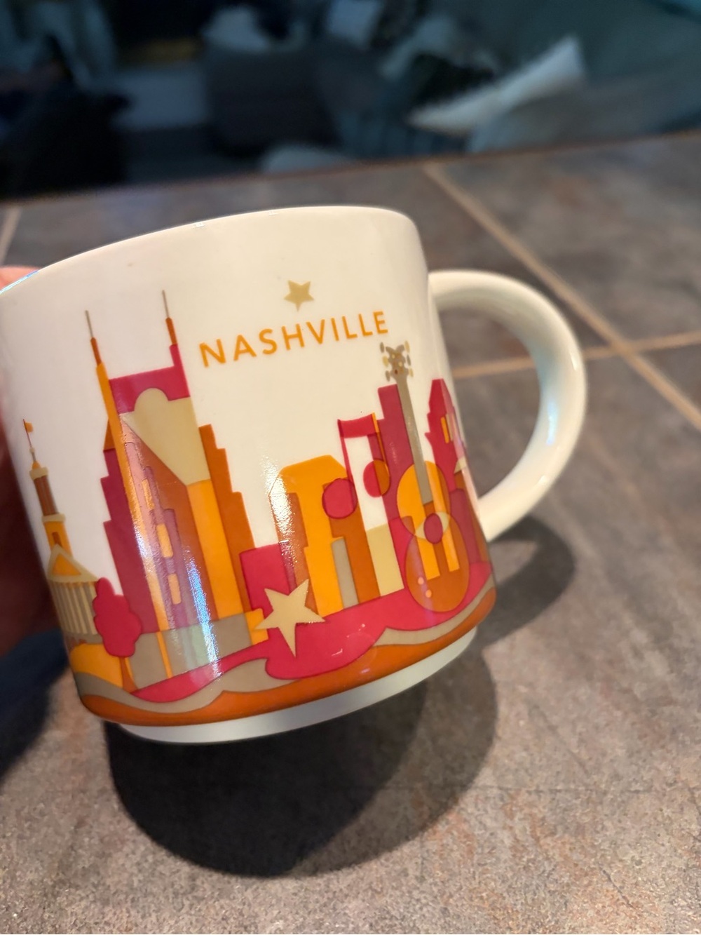 Starbucks Nashville Cityscape Ceramic Coffee Mug - White, Brown & Orange